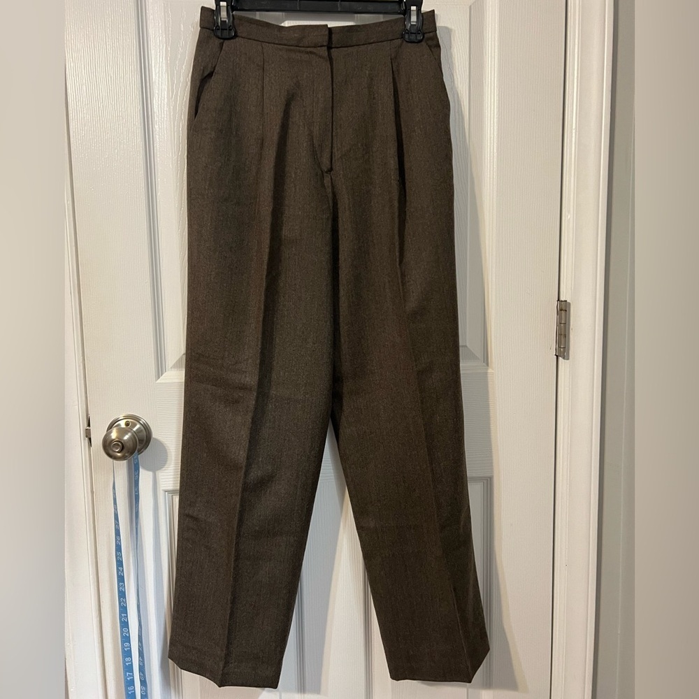 Talbots brown wool fully lined pleated dress pants